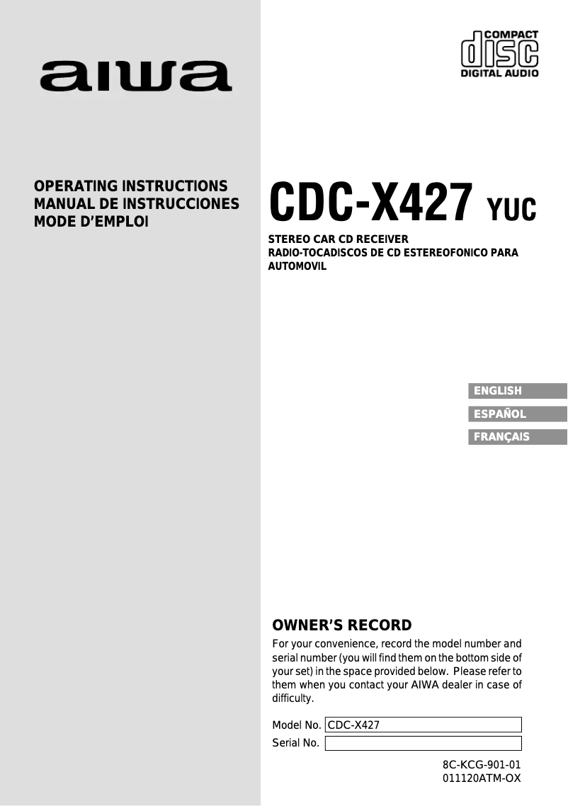 Imagen de la primera página del manual del dispositivo CDC-X427