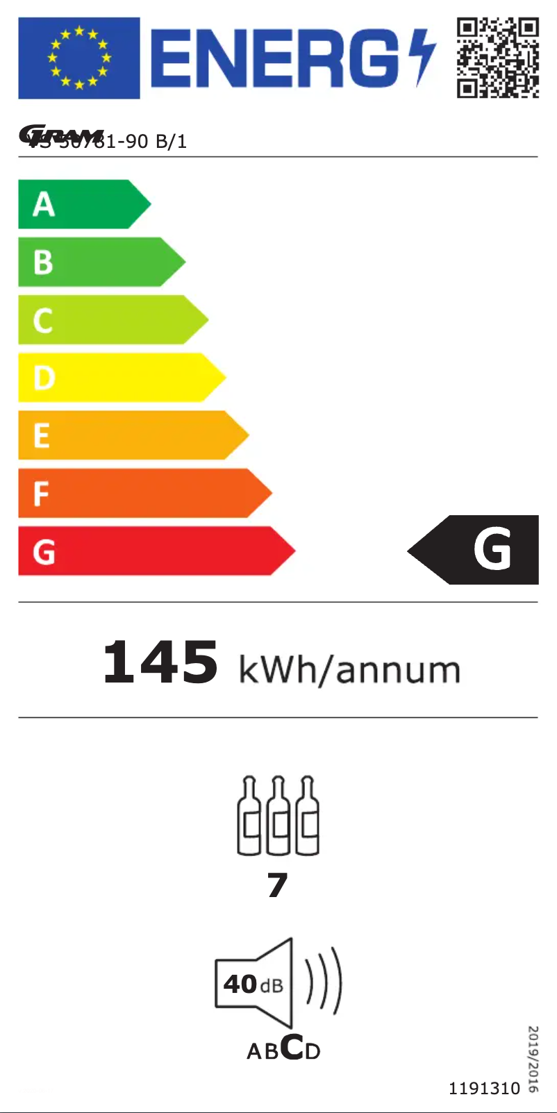 Página 1 del manual Etiqueta energética Gram VS 50781-90 B/1