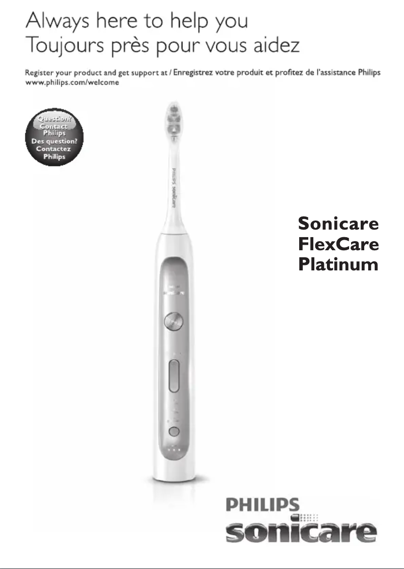 Imagen de la primera página del manual del dispositivo Sonicare FlexCare Platinum HX9170