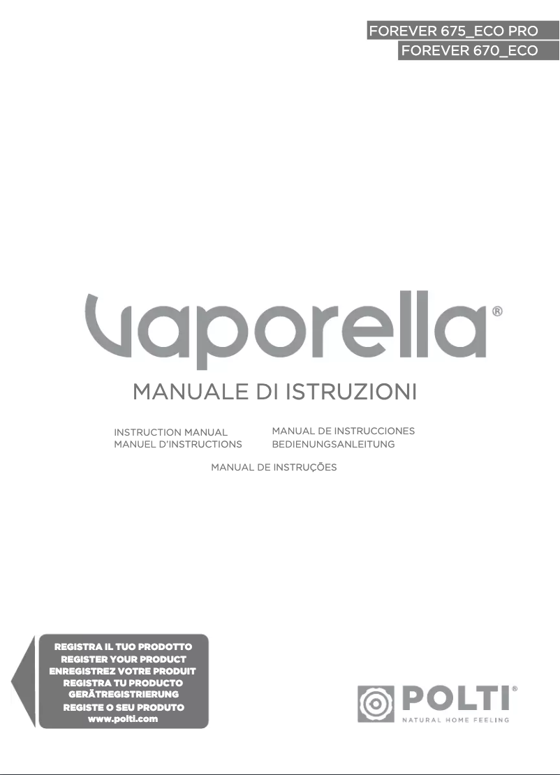 Imagen de la primera página del manual del dispositivo Vaporella Forever 675 ECO PRO