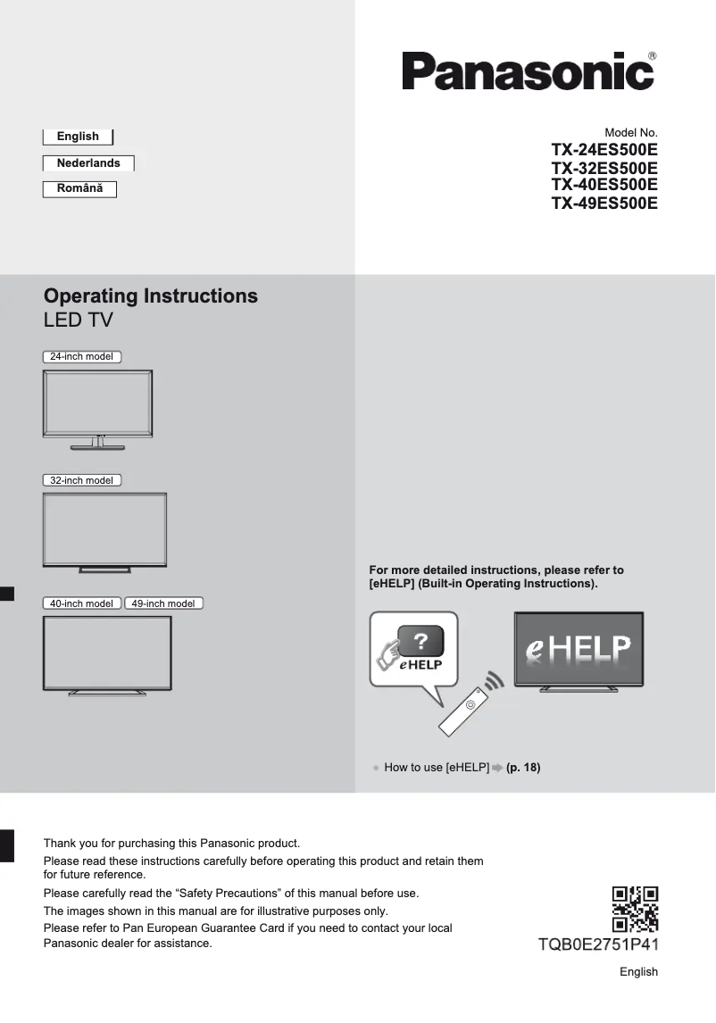 Página nº 1 - Manual de usuario Panasonic TX-40ES500E