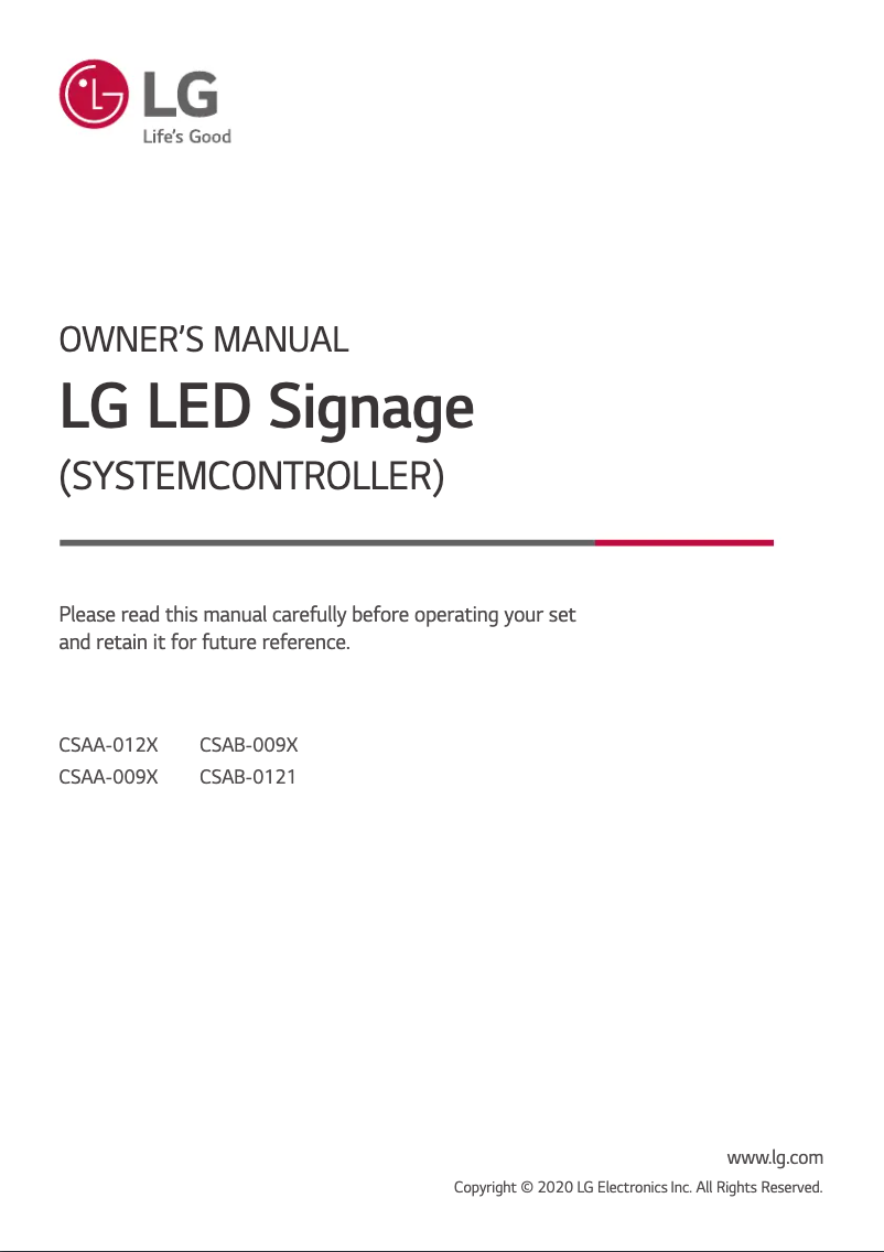 Imagen de la primera página del manual del dispositivo CSAA-012X
