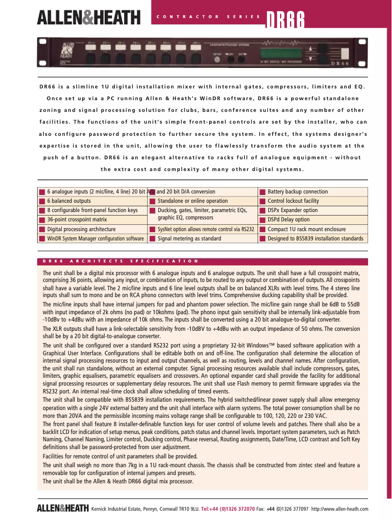 Imagen de la primera página del manual del dispositivo DR66