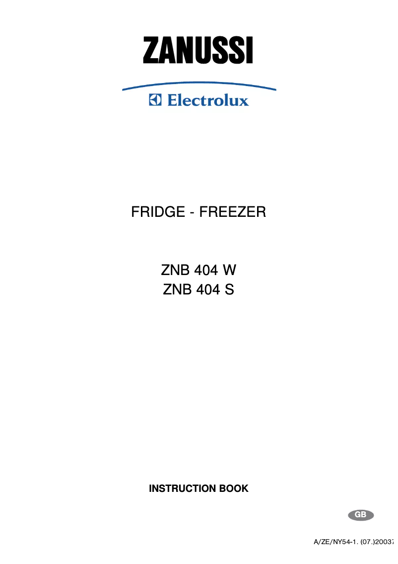 Página 1 del manual Manual de usuario Zanussi-Electrolux ZNB404W
