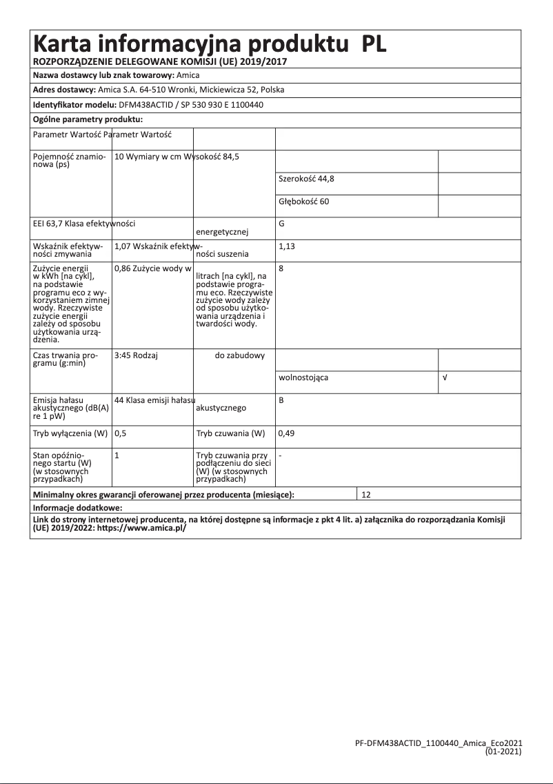 Imagen de la primera página del manual del dispositivo DFM438ACTID