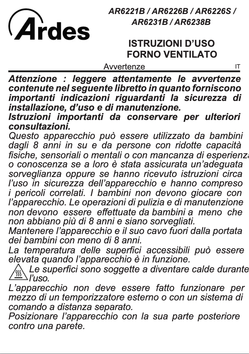 Imagen de la primera página del manual del dispositivo AR6238B