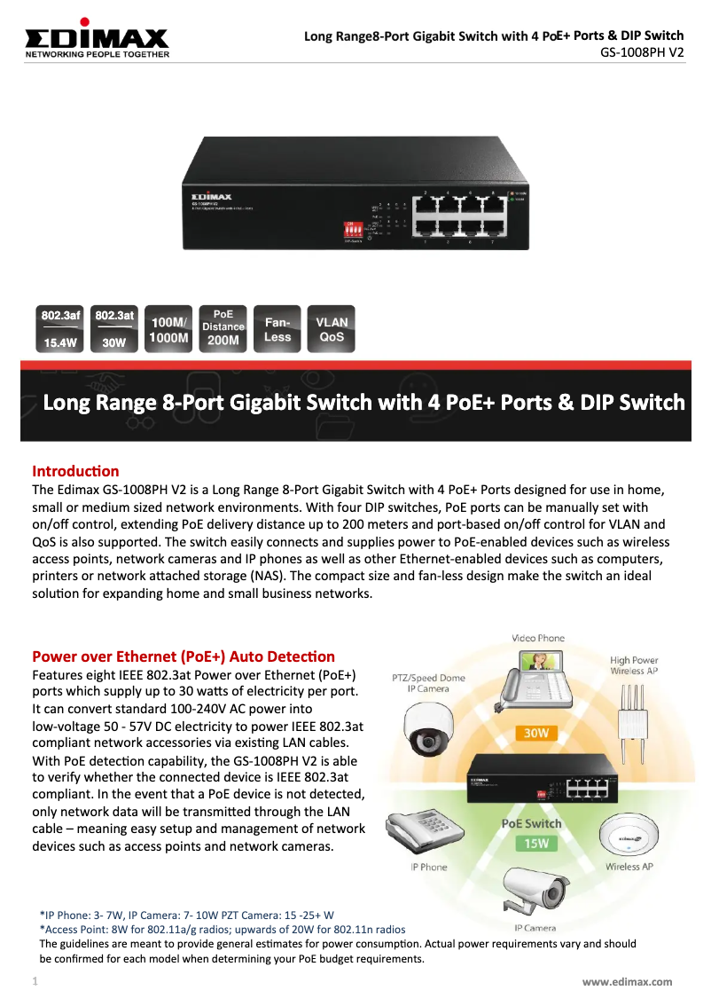 Imagen de la primera página del manual del dispositivo GS-1008PH V2
