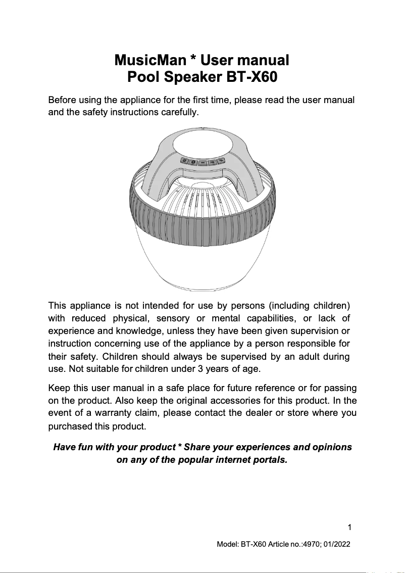 Página 1 del manual Manual de usuario MusicMan BT-X60