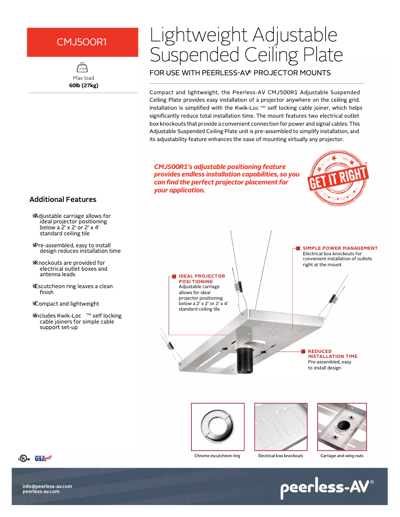 Página 1 del manual Manual de usuario Peerless-AV CMJ500R1