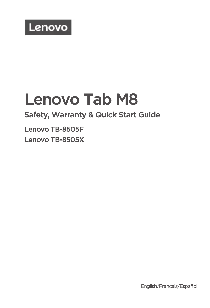 Página nº 1 - Manual de usuario Lenovo Tab M8 HD