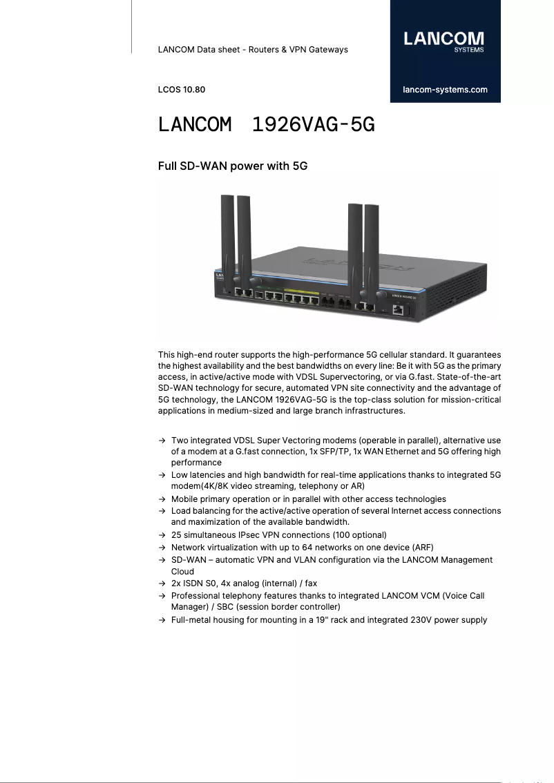 Imagen de la primera página del manual del dispositivo 1926VAG-5G
