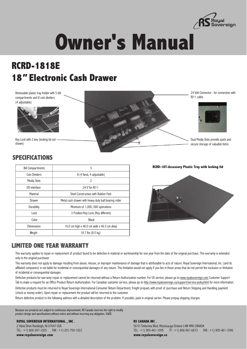 Imagen de la primera página del manual del dispositivo RCRD-1818E
