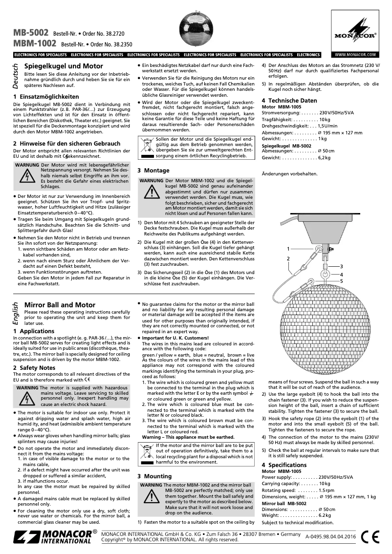 Página 1 del manual Manual de usuario Monacor MBM-1002