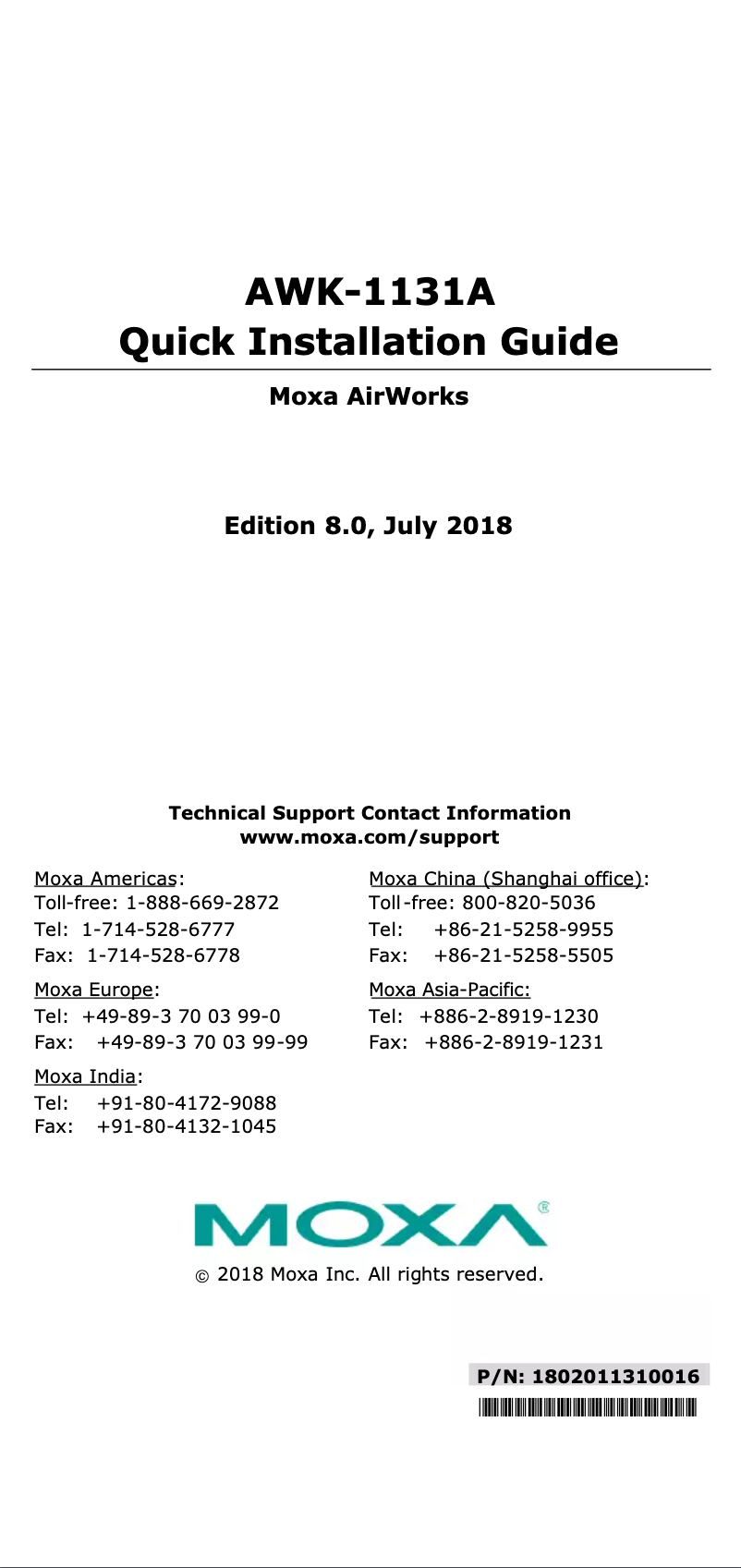 Página 1 del manual Manual de usuario Moxa AWK-1131A