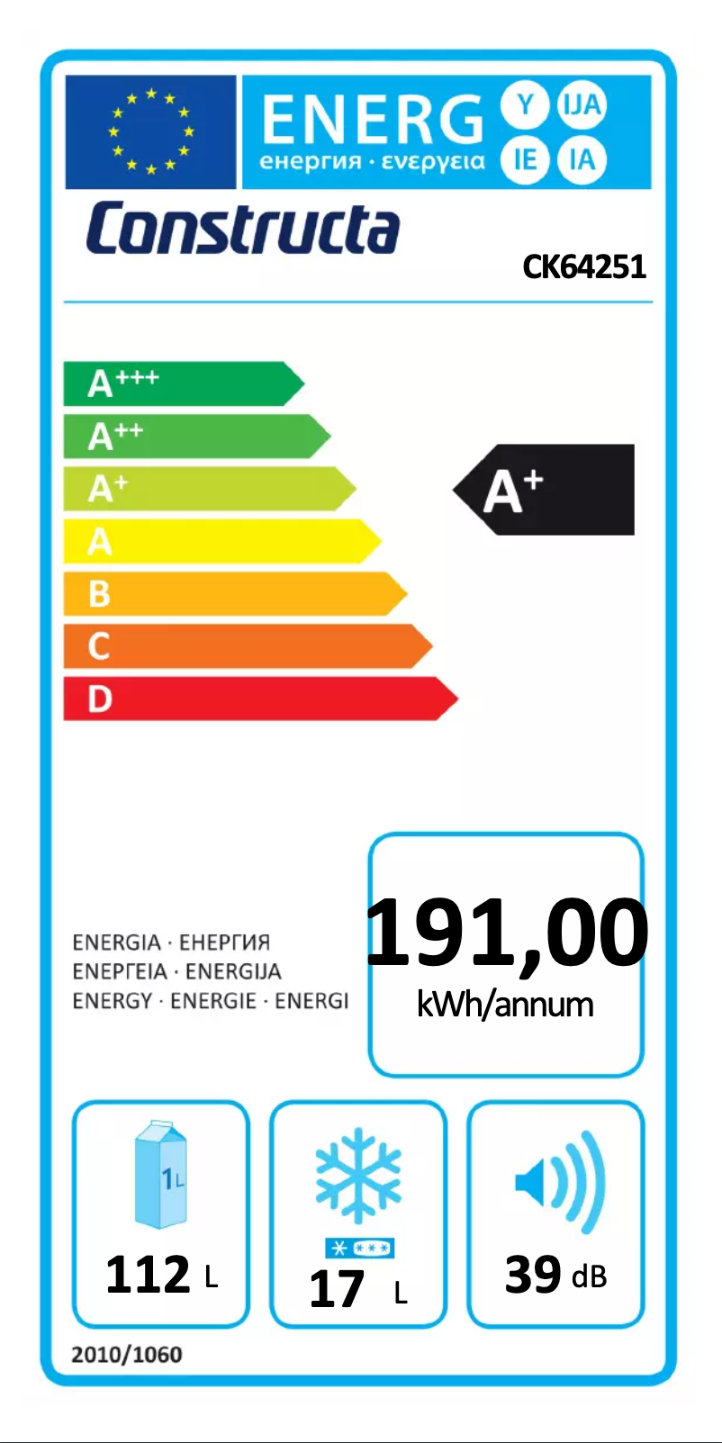 Página 1 del manual Etiqueta energética Constructa CK64251
