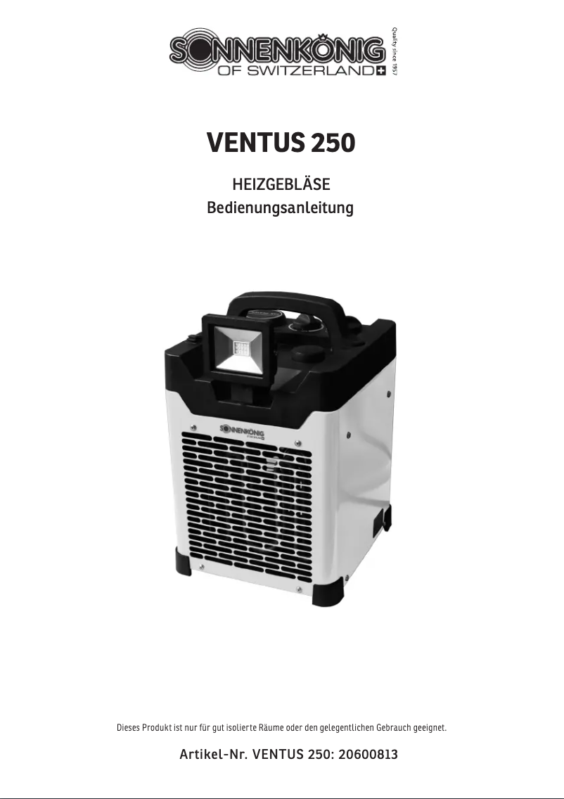 Página 1 del manual Manual de usuario Sonnenkönig Ventus 250