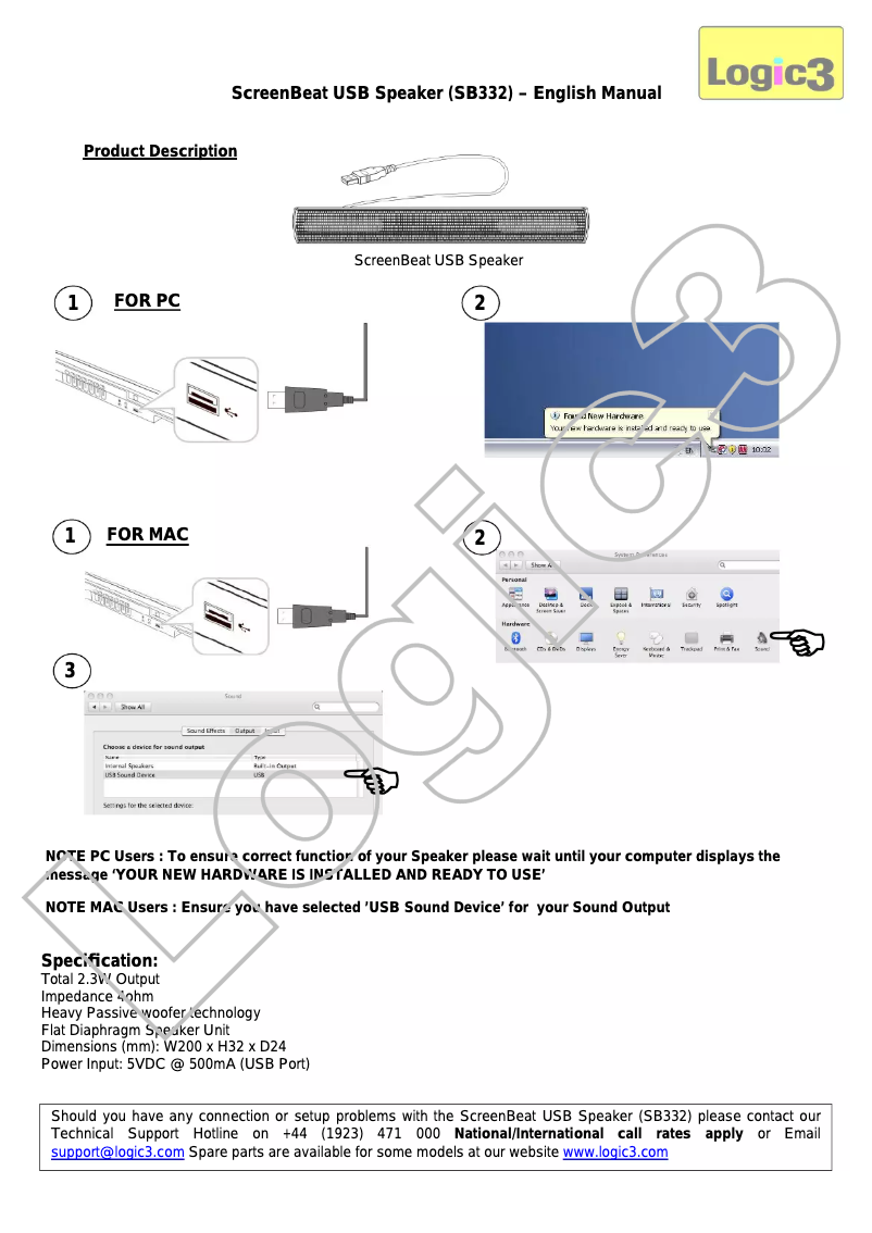 Página 1 del manual Manual de usuario Logic3 SB332K