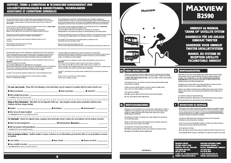 Imagen de la primera página del manual del dispositivo Crank Up B2590-85