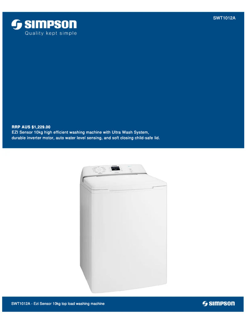 Página 1 del manual Ficha técnica Simpson SWT1012A