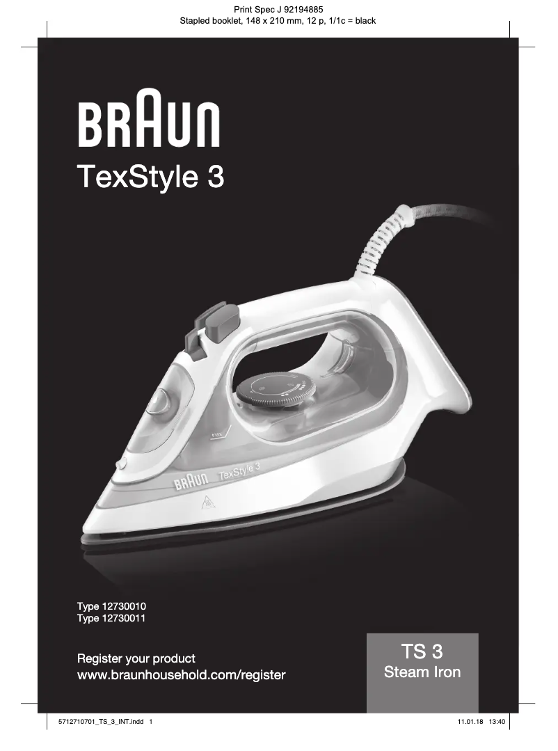Página 1 del manual Manual de usuario Braun TexStyle 3 SI 3043
