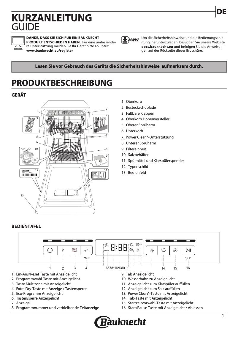 Página 1 del manual Instrucciones de seguridad Bauknecht BSBO 3O23 PF X CH