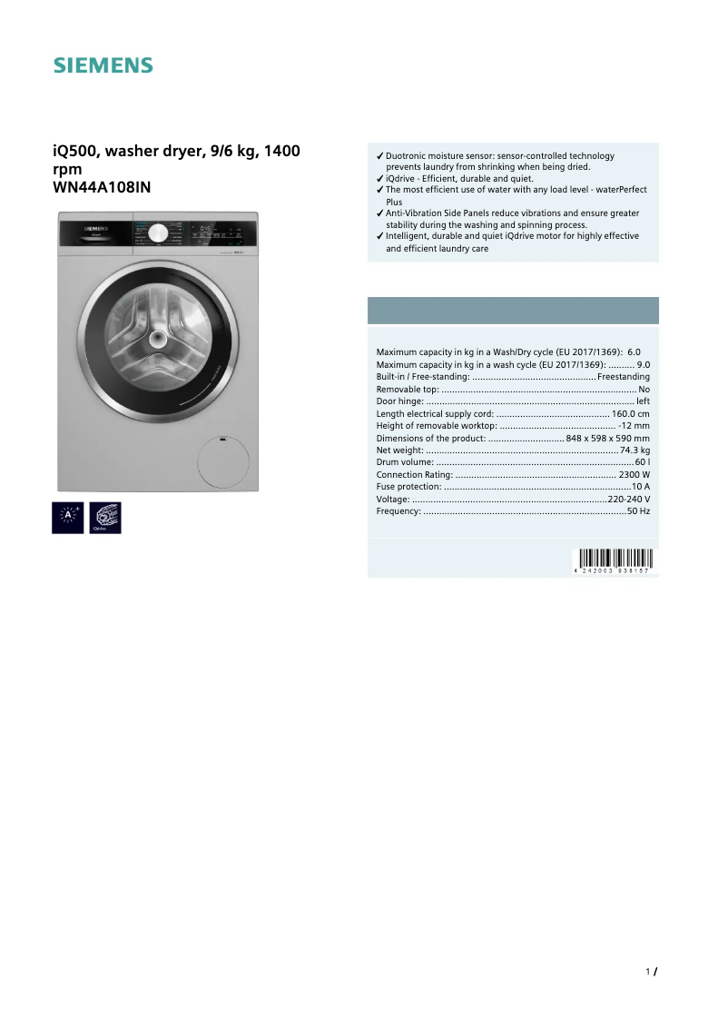 Imagen de la primera página del manual del dispositivo WN44A108IN