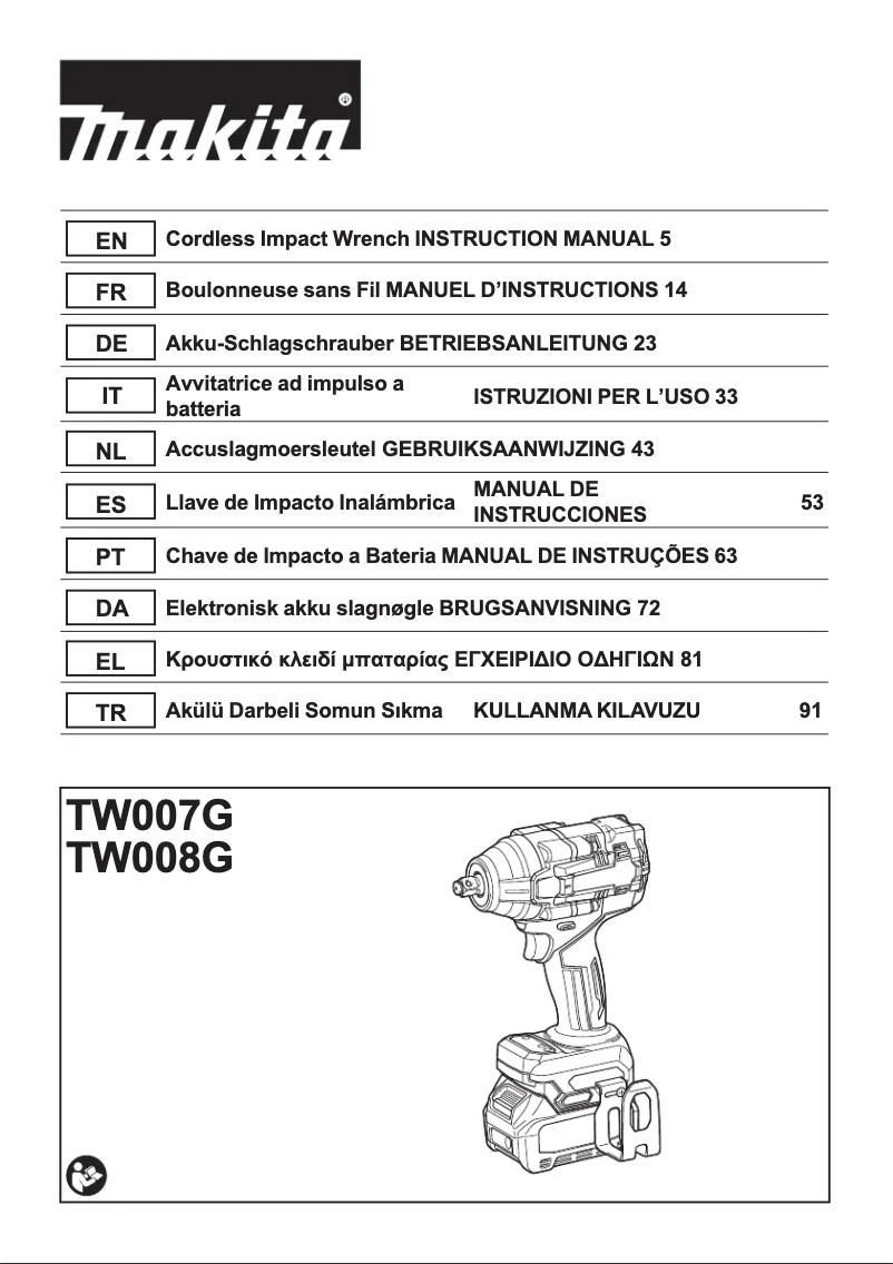 Página 1 del manual Manual de usuario Makita TW007GZ