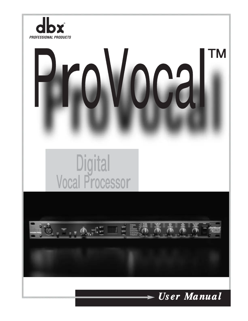 Página 1 del manual Manual de usuario DBX ProVocal