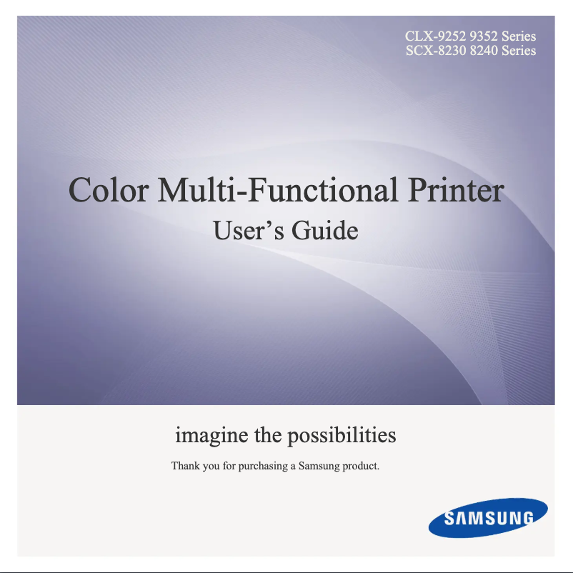 Imagen de la primera página del manual del dispositivo CLX-9258NA