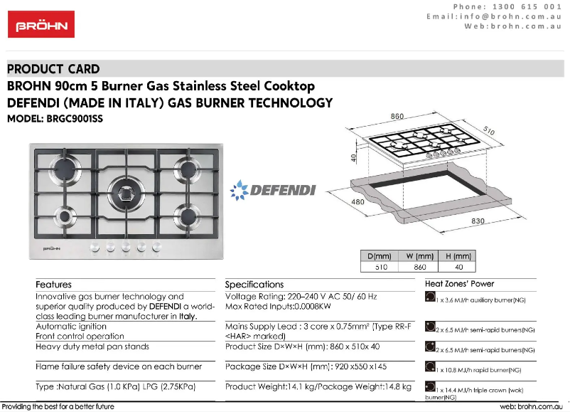 Página 1 del manual Ficha técnica Bröhn BRGC9001SS