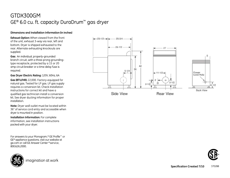 Imagen de la primera página del manual del dispositivo GTDX300GMWS
