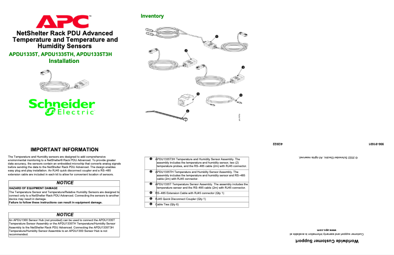 Imagen de la primera página del manual del dispositivo APDU1335T