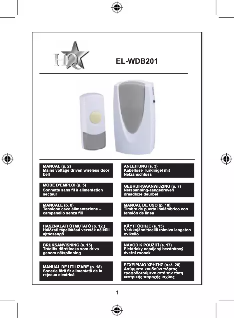 Imagen de la primera página del manual del dispositivo EL-WDB201