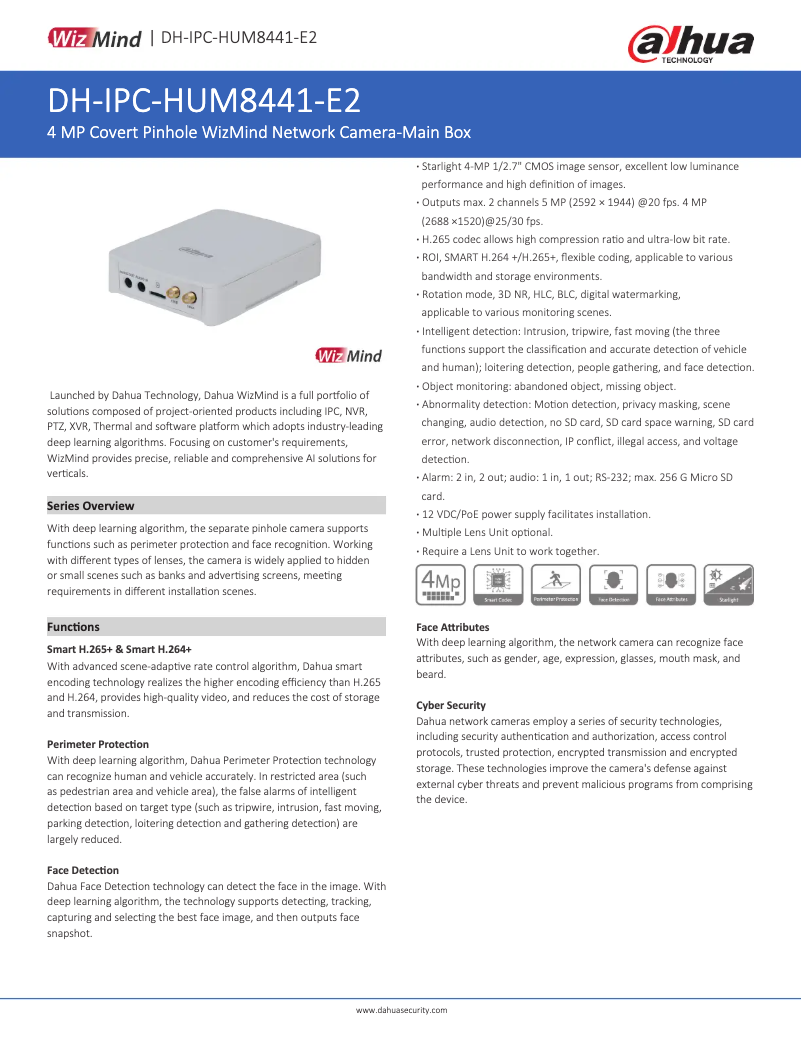 Página 1 del manual Ficha técnica Dahua Technology IPC-HUM8441-E2