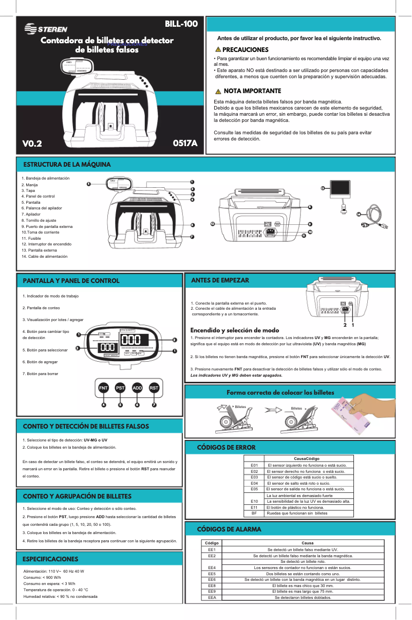 Página 1 del manual Manual de usuario Steren BILL-100