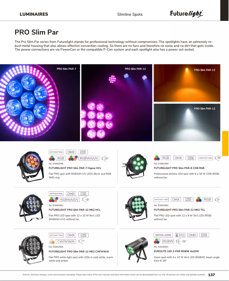 Página 1 del manual Catálogo Futurelight PRO Slim PAR-12 MK2