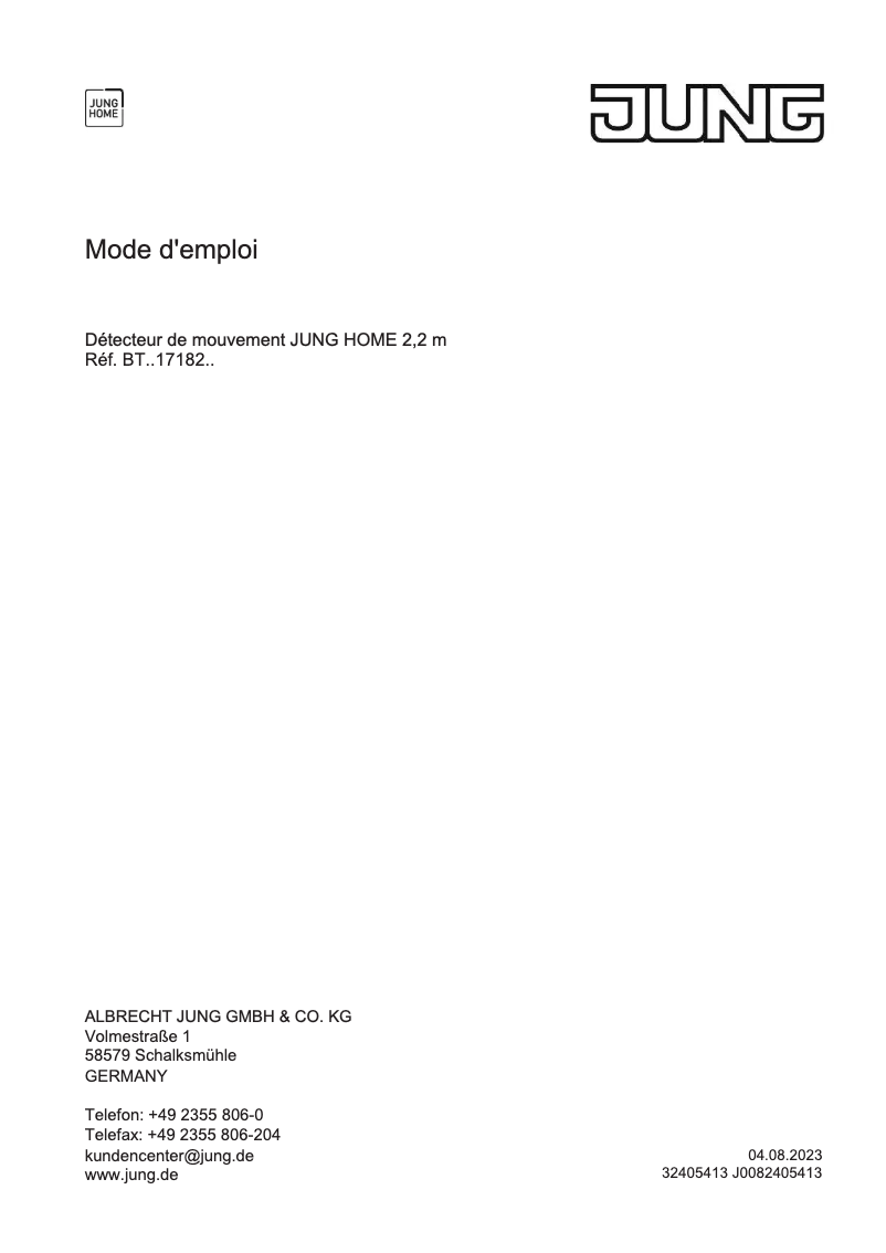 Página 1 del manual Manual de usuario JUNG BTLC17182245