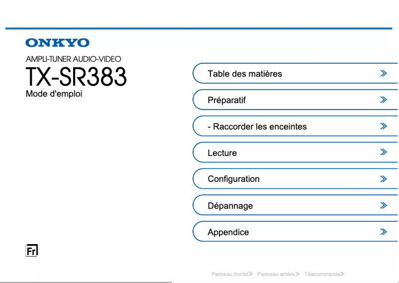 Imagen de la primera página del manual del dispositivo TX-SR383