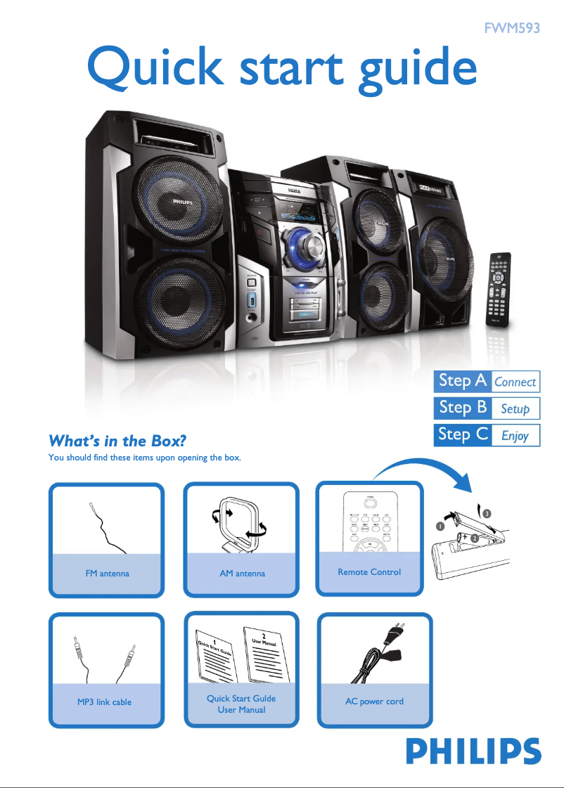Página 1 del manual Guía de inicio rápido Philips FWM593