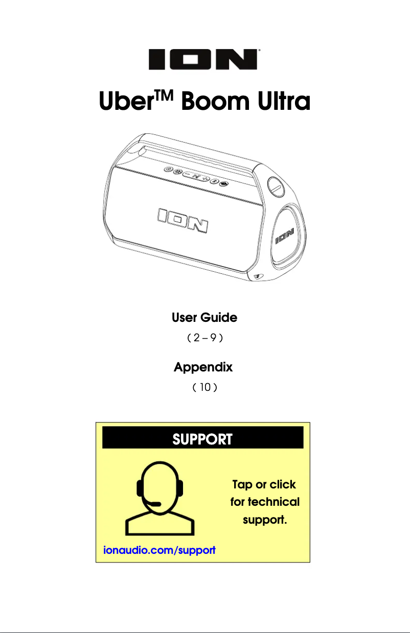 Imagen de la primera página del manual del dispositivo Uber Boom Ultra