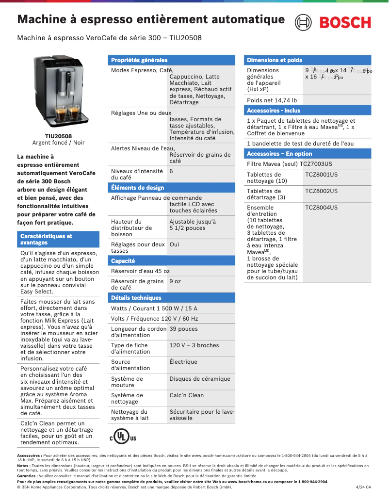 Página nº 1 - Ficha técnica Bosch TIU20508