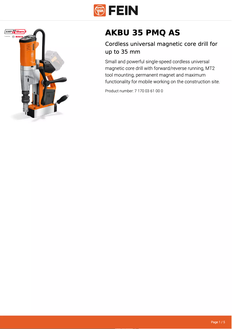 Página nº 1 - Ficha técnica Fein AKBU 35 PMQ AS