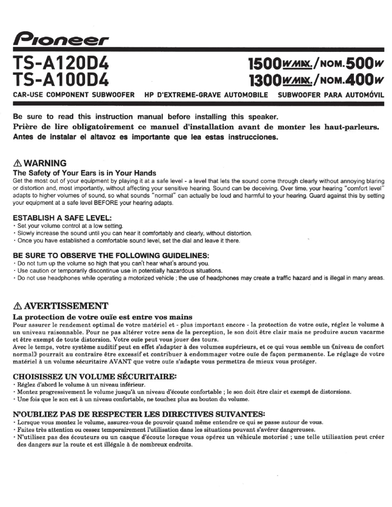 Imagen de la primera página del manual del dispositivo TS-A100D4