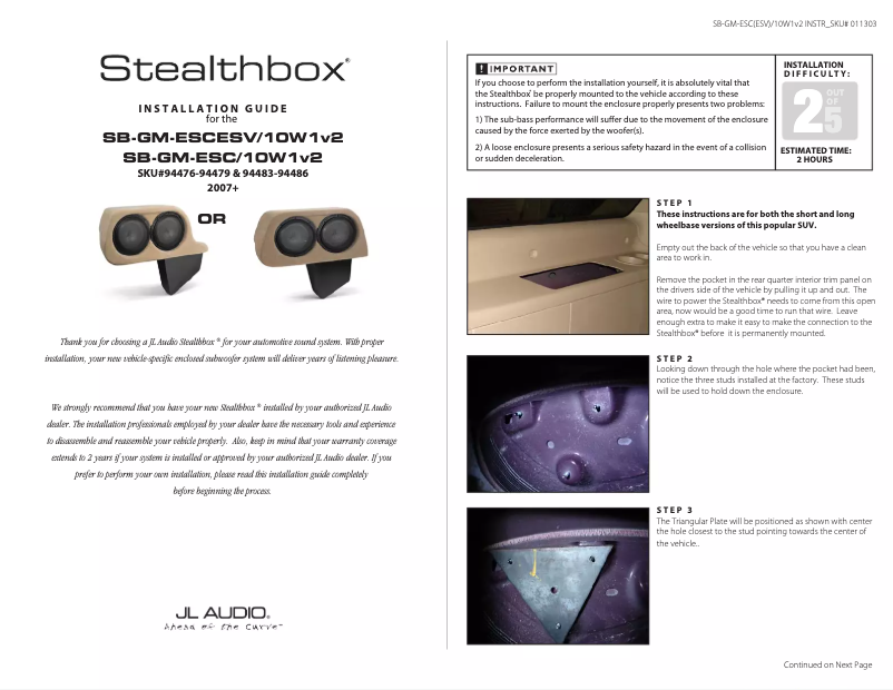 Imagen de la primera página del manual del dispositivo Stealthbox SB-GM-ESC/10W1v3/DG