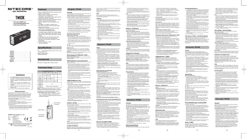 Página nº 1 - Manual de usuario Nitecore TM10K