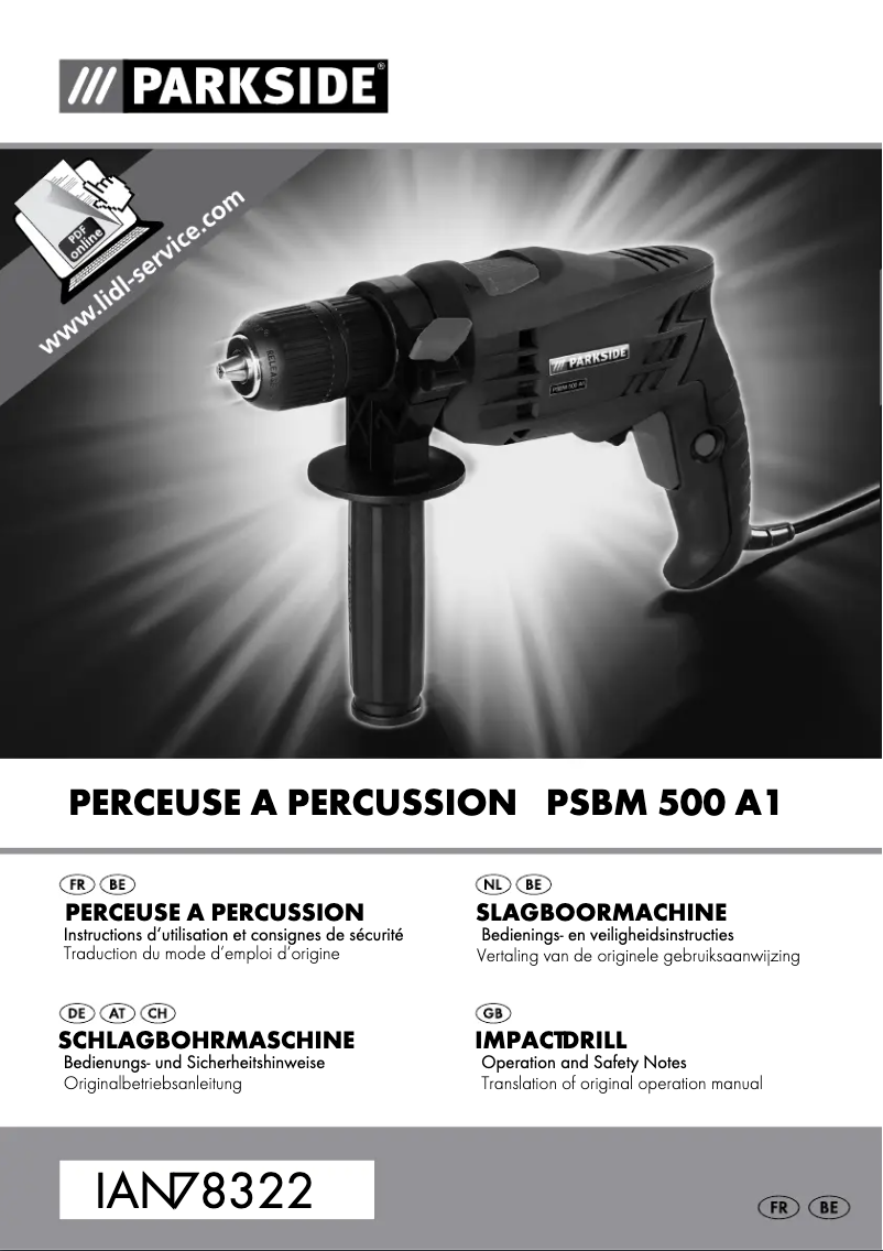 Página 1 del manual Manual de usuario Parkside PSBM 500 A2