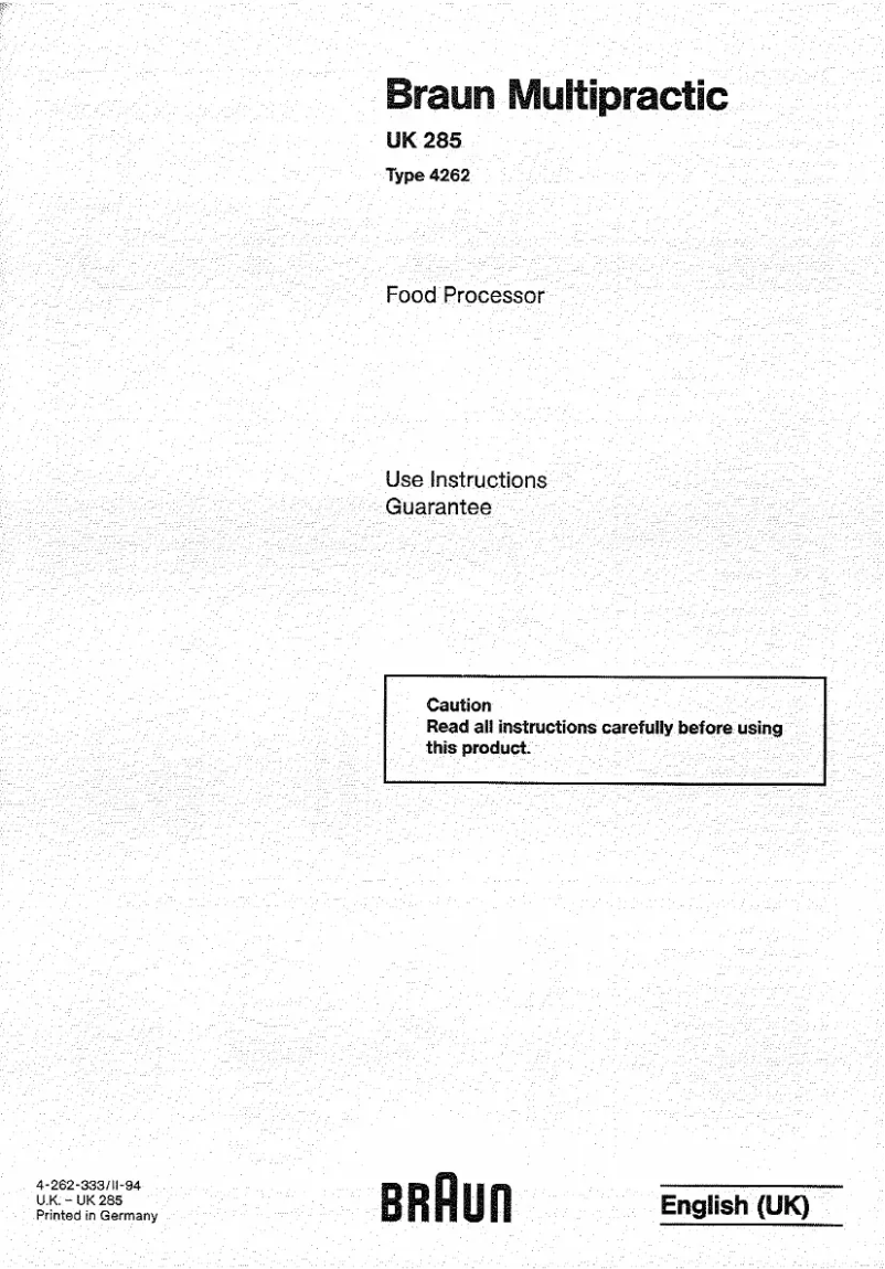 Imagen de la primera página del manual del dispositivo Multipractic Plus UK 400