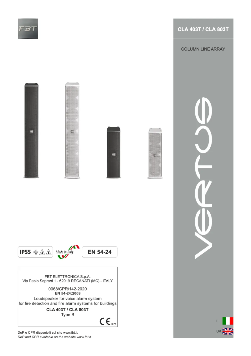 Página 1 del manual Manual de usuario FBT VERTUS CLA 403T