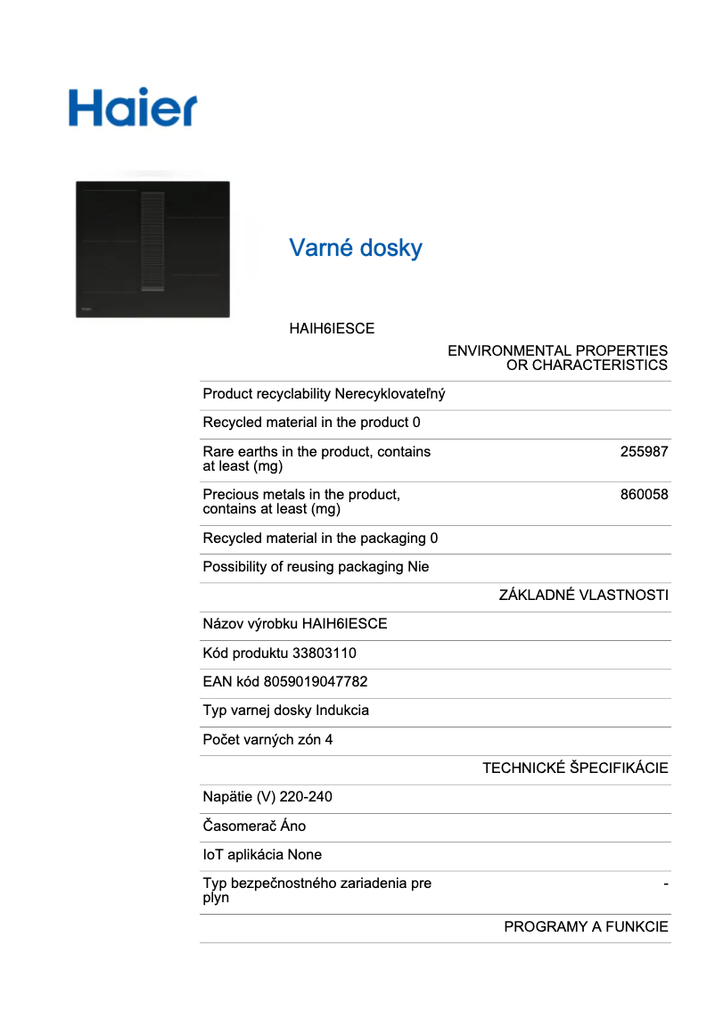 Imagen de la primera página del manual del dispositivo HAIH6IESCE