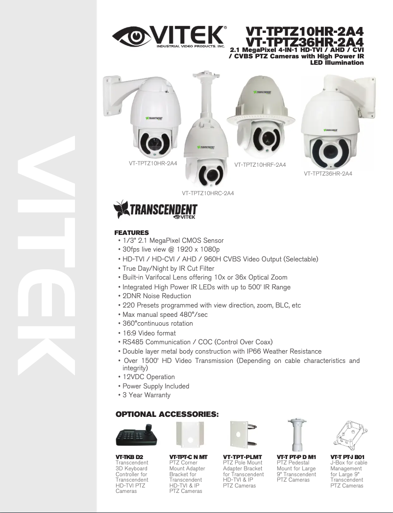 Imagen de la primera página del manual del dispositivo VT-TPTZ36HR-2A4